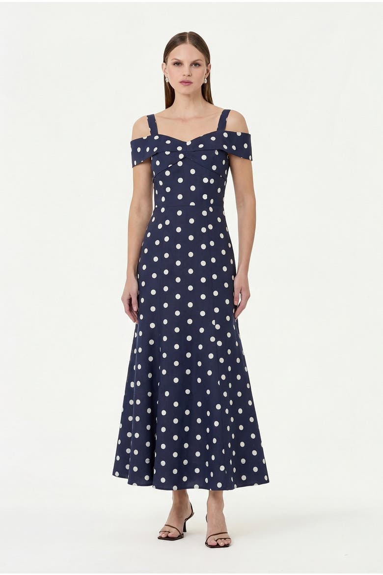 Ivana Dress, Main, color, NAVY POLKA DOT