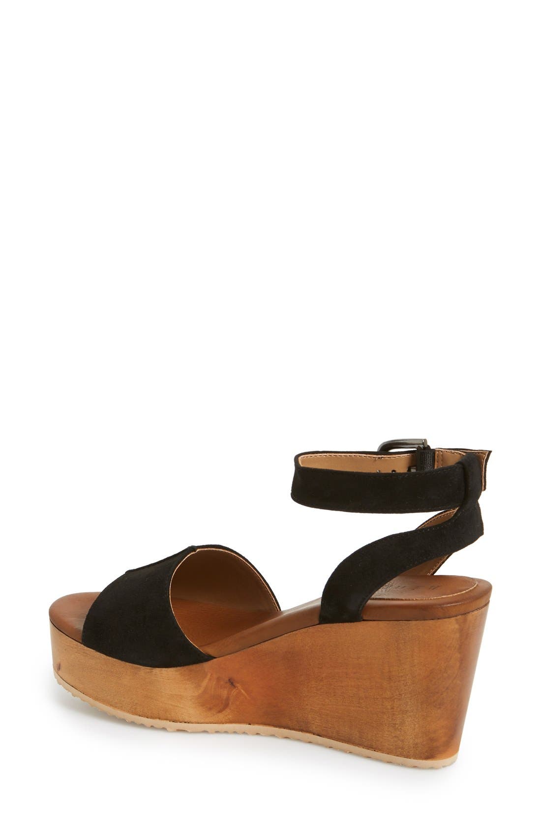 'Aimee' Wooden Platform Wedge Sandal, Alternate, color, BLACK SUEDE