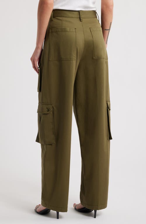 Frame Womens Bluffs The Bubble Cargo Multi-pockets Wide-leg Mid-rise Cotton Trousers In Green