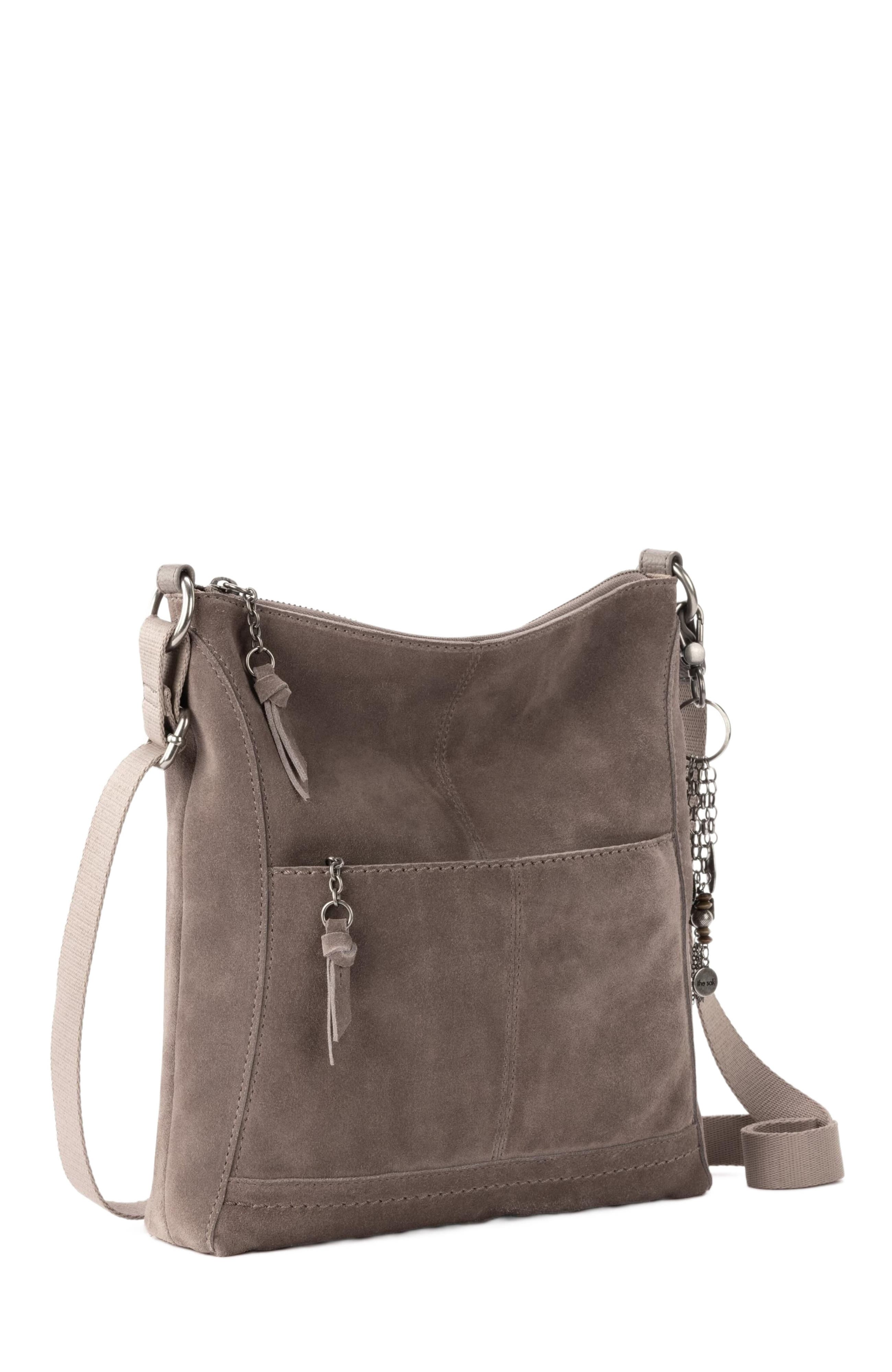 Lucia Crossbody Leather Bag, Alternate, color, Mushroom Suede