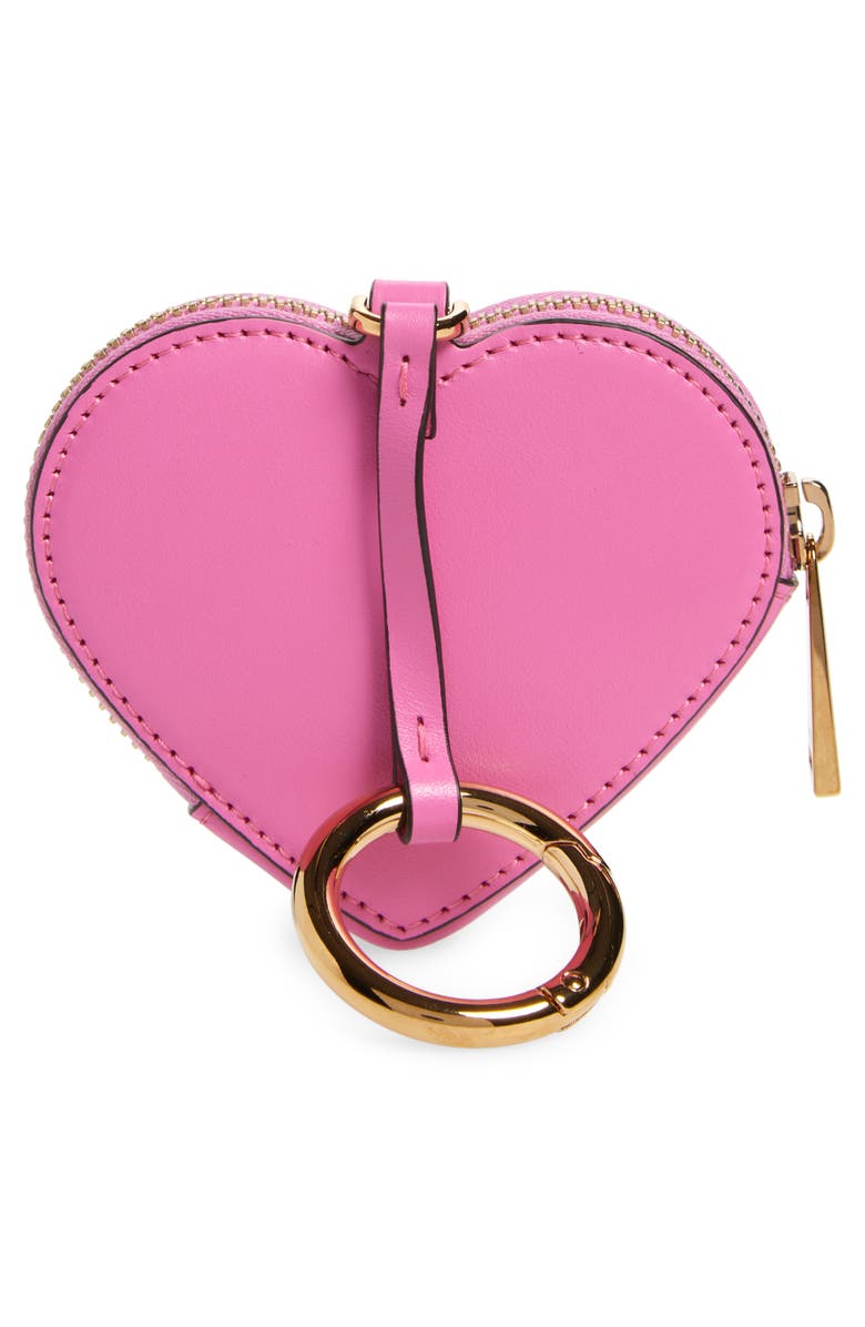 Versace Logo Leather Heart Coin Purse Bag Charm, Alternate, color, Mekong Gold Versace