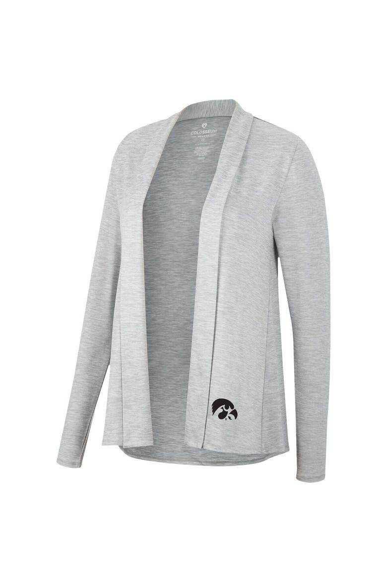 Women's Colosseum Heathered Gray Iowa Hawkeyes Charlton Open Cardigan, Alternate, color, Heather Gray