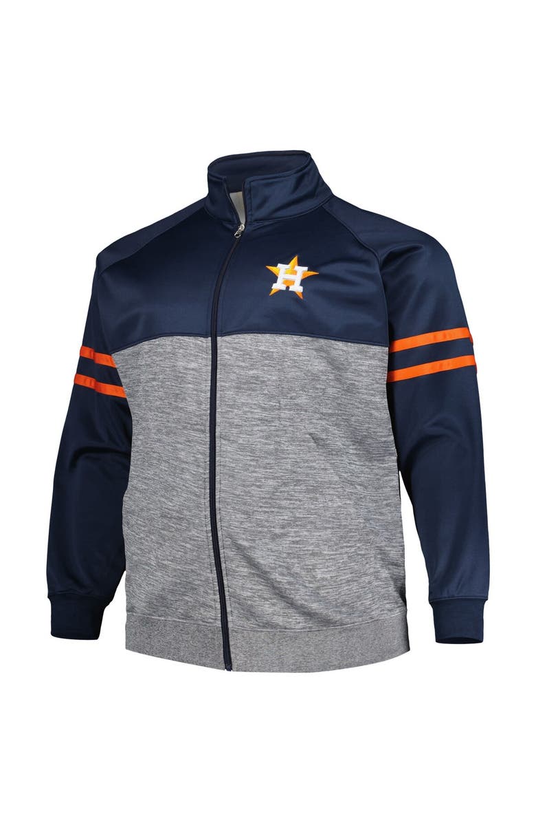 PROFILE Men's Navy/Heather Gray Houston Astros Big & Tall Raglan Full-Zip Track Jacket, Alternate, color, 