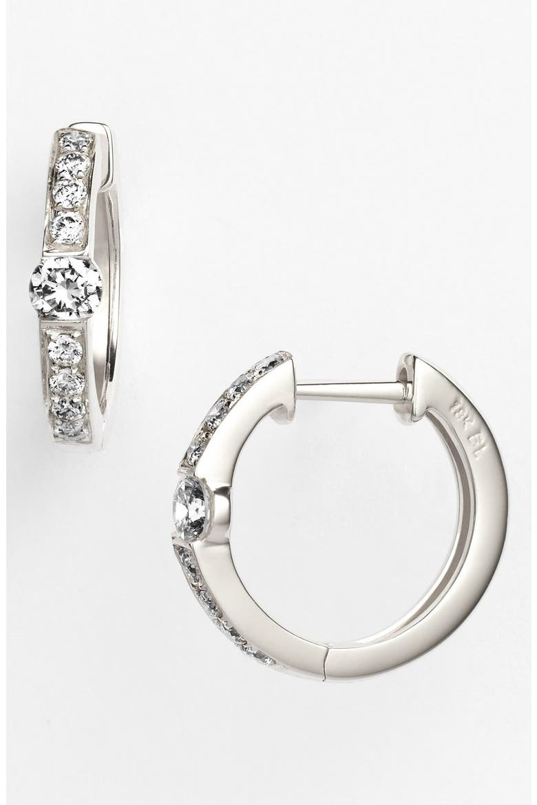 Liora Diamond Huggie Earrings (Nordstrom Exclusive), Main, color, WHITE GOLD
