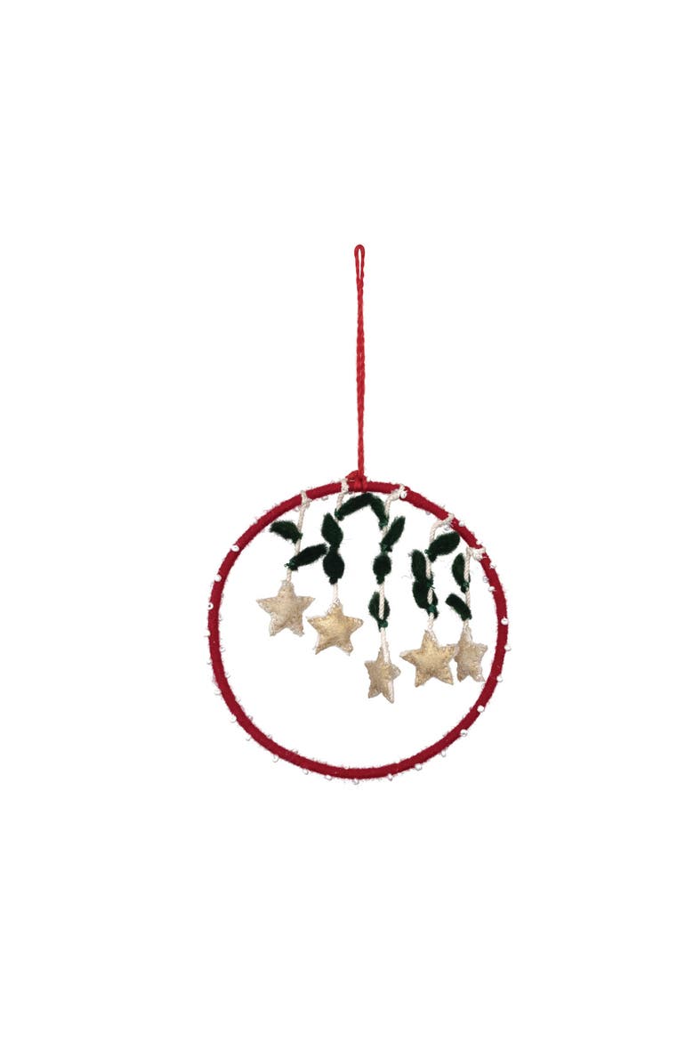 Wool Felt Ornament with Hanging Stars & Beads, Multicolor, Main, color, Multicolor