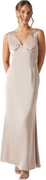 Coast Bow Back V-Neck Satin Bridesmaid Dress