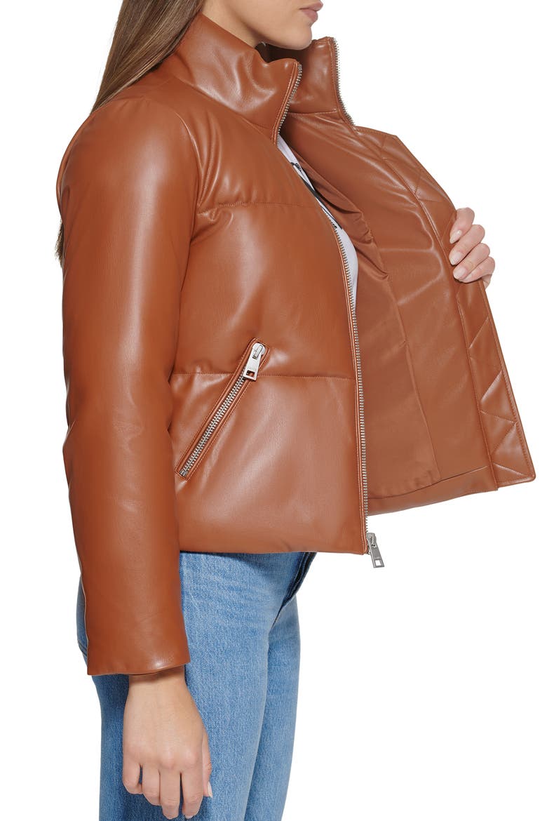 Levi's® PU 307 Faux Leather Puffer Jacket, Alternate, color, CAMEL
