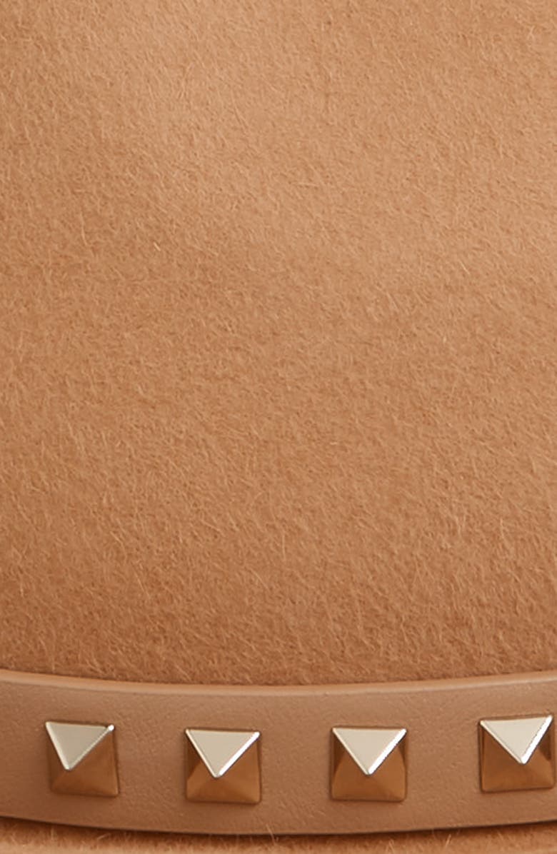 Valentino Garavani Rockstud Felt Trilby, Alternate, color, Camel