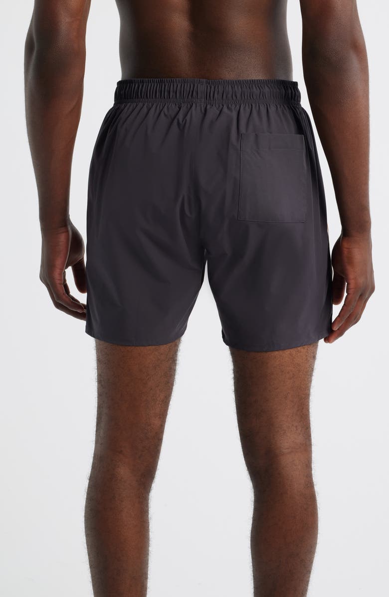 BOSS Side Stripe Stretch Swim Trunks, Alternate, color, Dark Grey