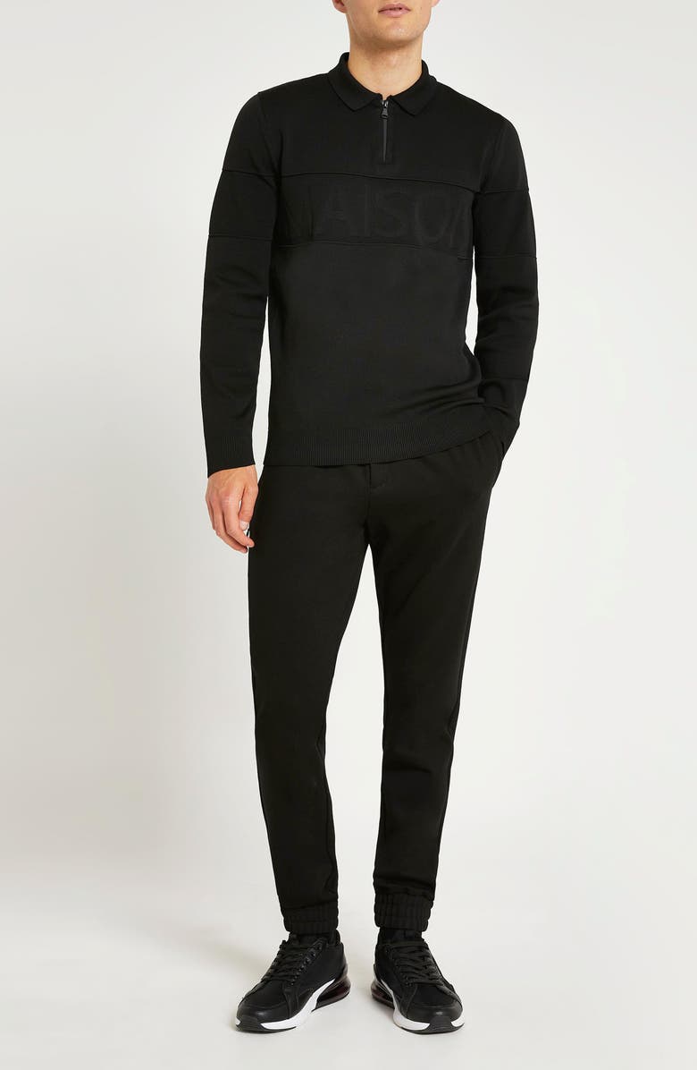 River Island Men's Maison Long Sleeve Cotton Polo, Alternate, color, 