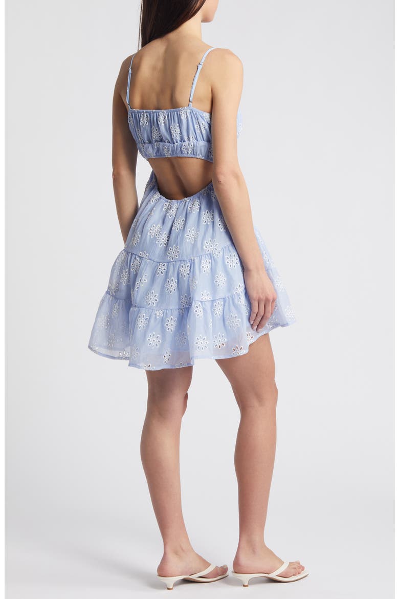 Floral Eyelet Embroidered Minidress, Alternate, color, BLUE WHITE
