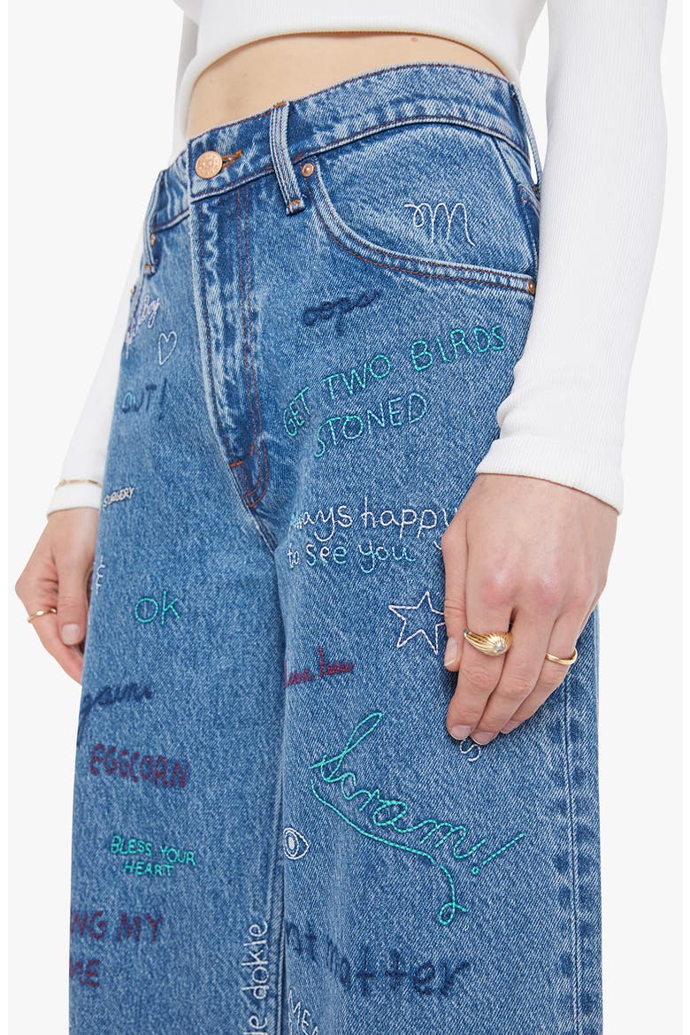 The Mid Rise Double Dip Nerdy Flare Jeans, Alternate, color, ALPHABET SOUP