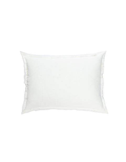 Bright White Fringe Linen Dutch Euro Pillow Cover Only