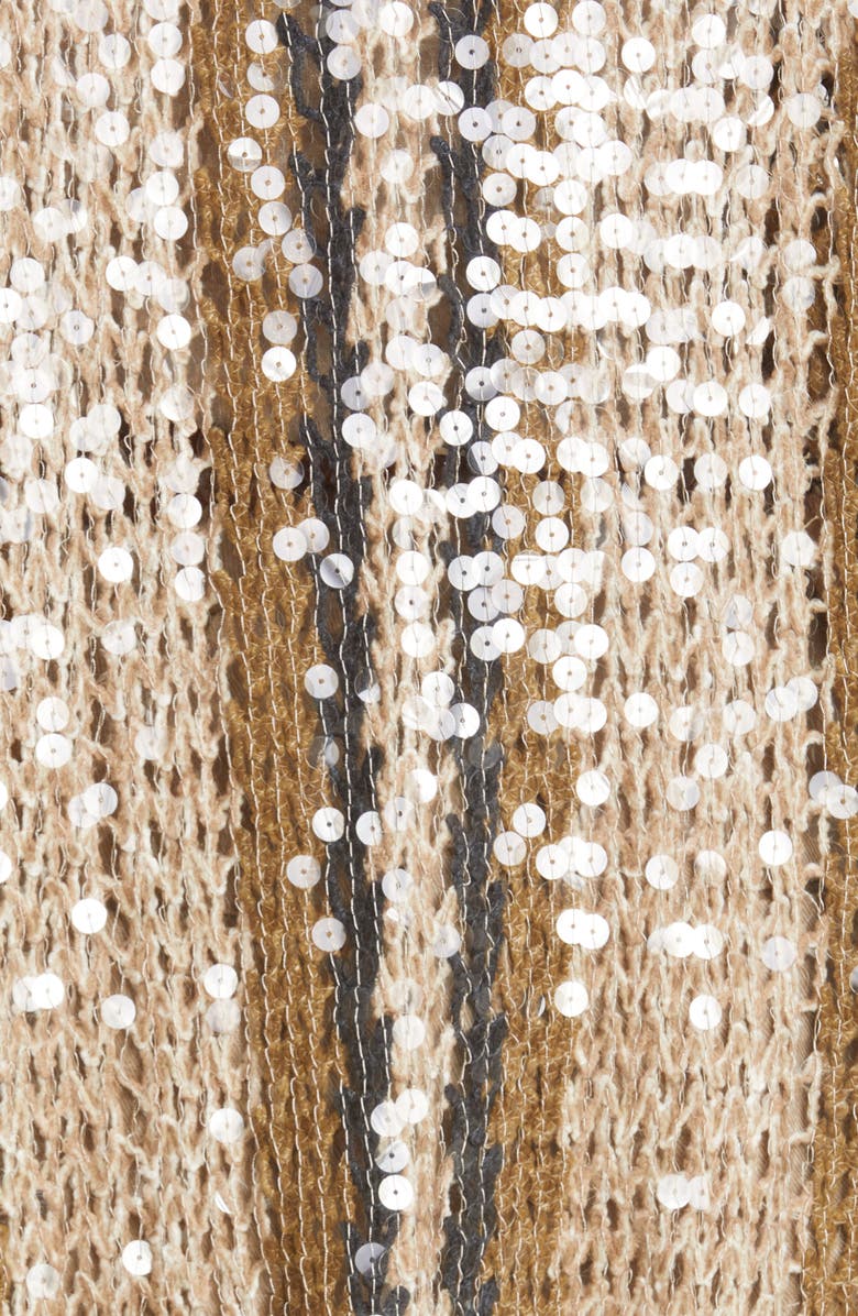 Brunello Cucinelli Sequin Stripe & Fringe Open Front Ruana, Alternate, color, 