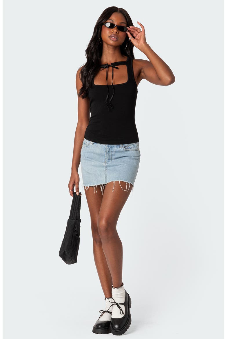Isabetta Tie Neck Tank, Alternate, color, BLACK