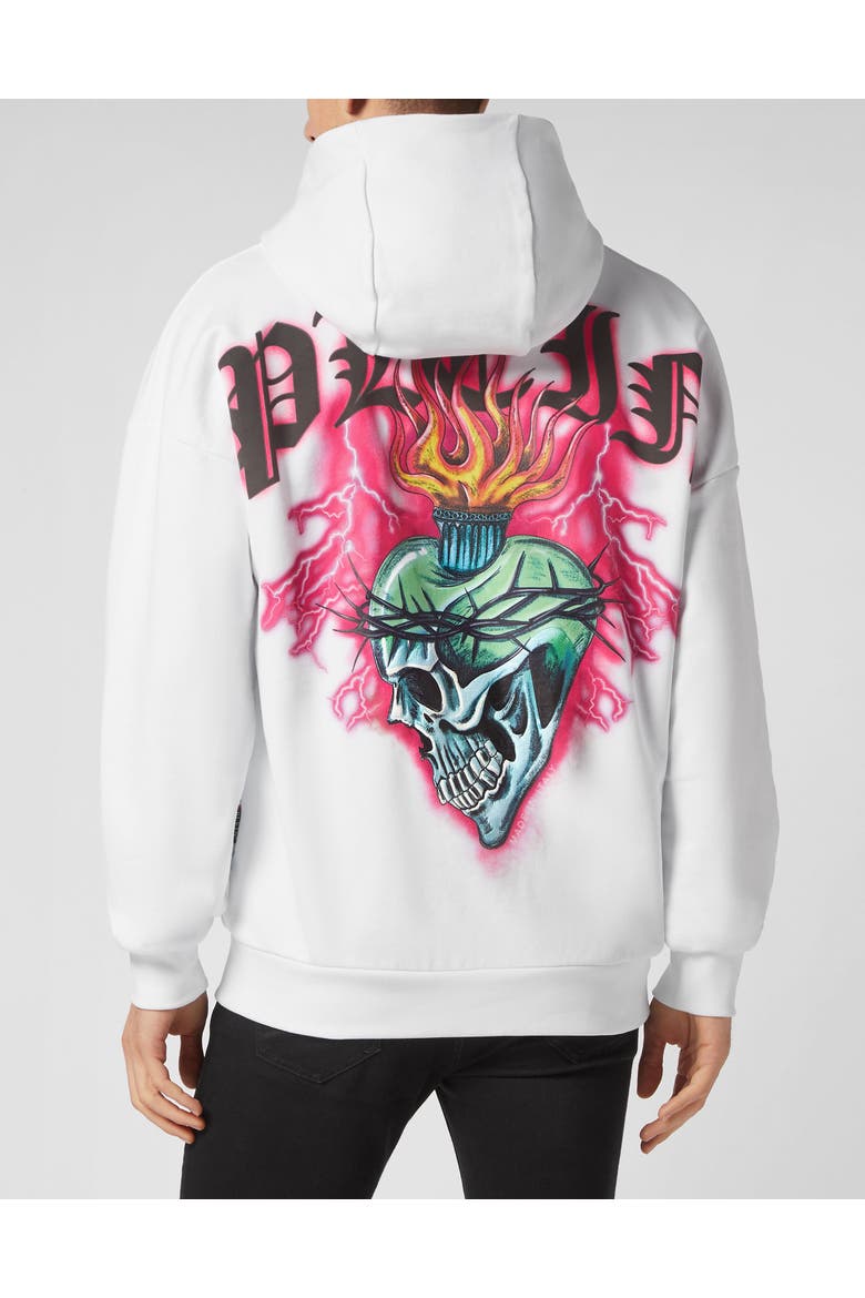 Hoodie Sweatshirt Love Tattoo Men, Alternate, color, white