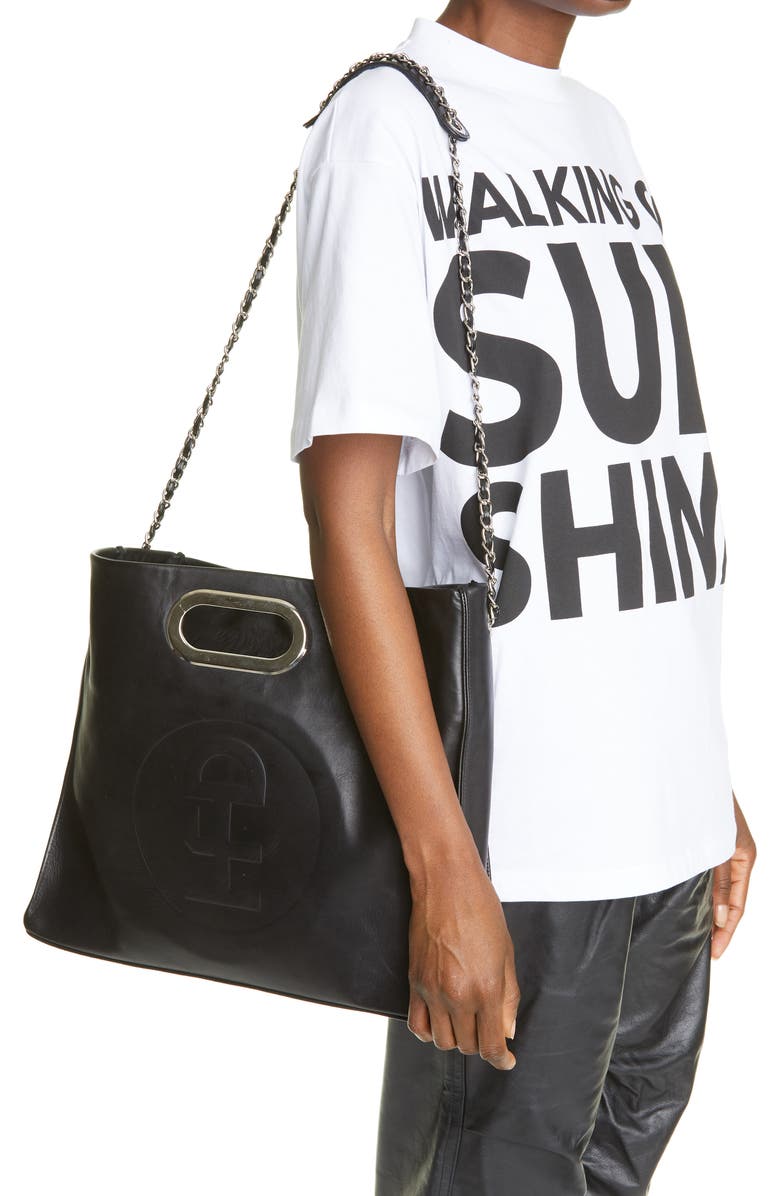 HFD Logo Embossed Leather Clutch Bag, Alternate, color,