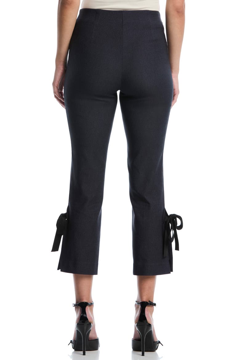 Bow Trim Crop Bootcut Pants, Alternate, color, DARK INDIGO
