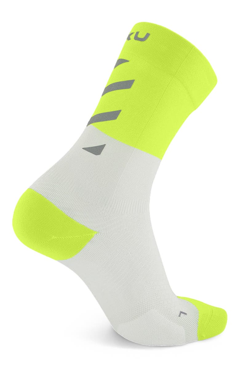 2XU Vectr Reflective Crew Socks, Alternate, color, White/Volt