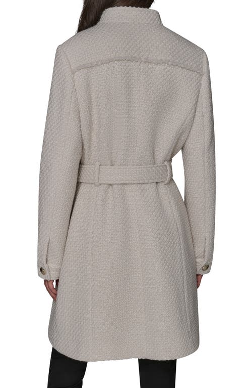 Karl Lagerfeld Paris Belted Wool Blend Coat In Gray