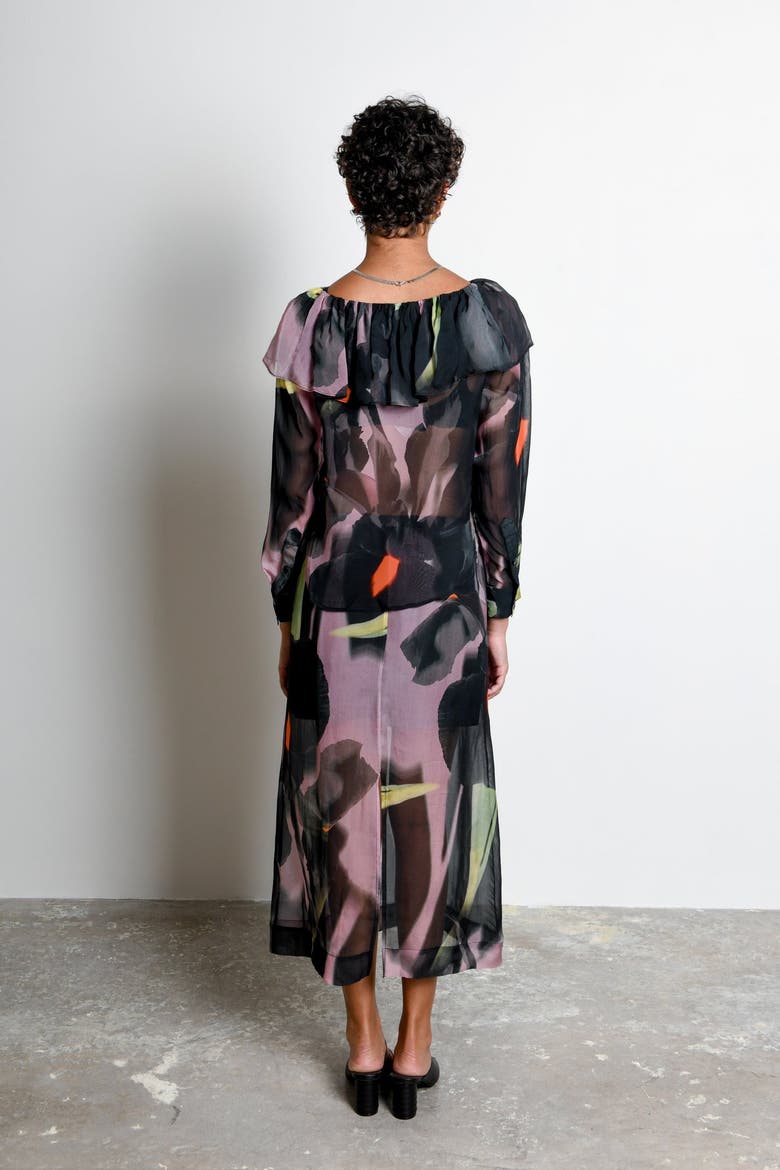 Mora Sheer Organza Midi Skirt, Alternate, color, Shadow Iris