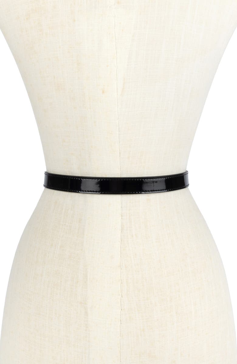 Kurt Geiger London Patent Leather Belt with Eagle Head Buckle, Alternate, color,