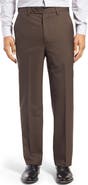 Berle Self Sizer Waist Flat Front Lightweight Plain Weave Classic Fit Trousers