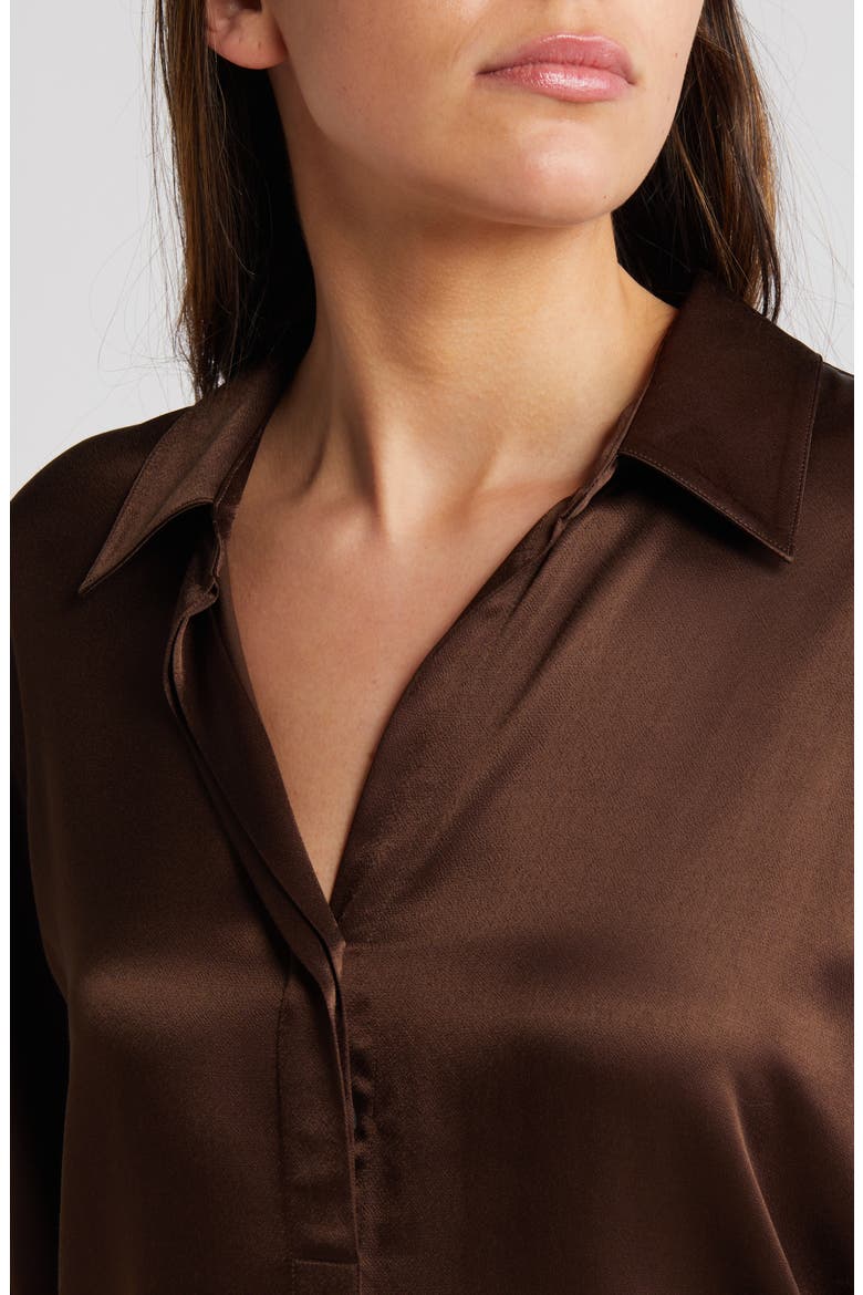 Nissa Satin Button-Up Shirt, Alternate, color, MOSS