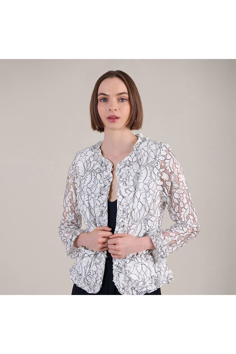 Women's  Giana White And Black Sheer Top, Alternate, color, Black/White