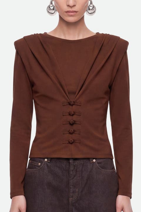 Draped Long Sleeve Blouse