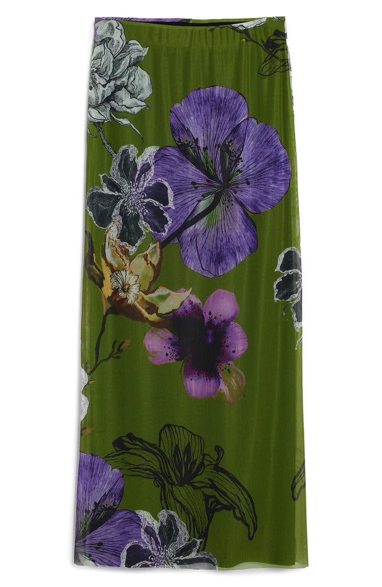 Desigual Floral Mesh Maxi Skirt, Alternate, color, Olive Green