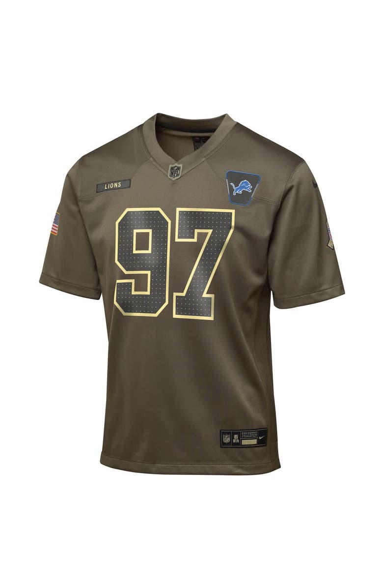 Nike Youth Nike Aidan Hutchinson Olive Detroit Lions 2025 Salute to Service Game Jersey, Alternate, color, Olive