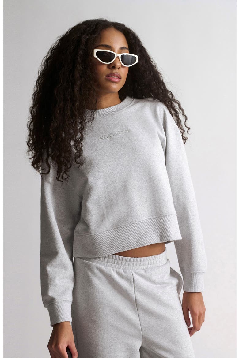 Embroidered Logo Crewneck Sweatshirt, Alternate, color, LIGHT GREY MELANGE