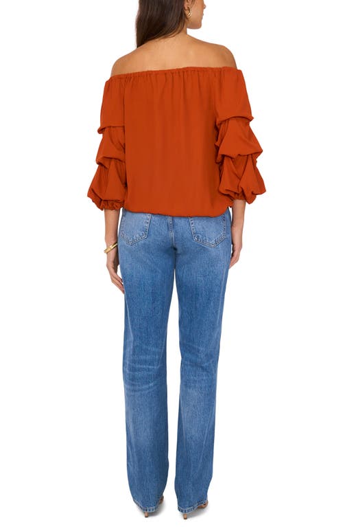 Shop Vince Camuto Tie Waist Off The Shoulder Blouse In Penny Lane