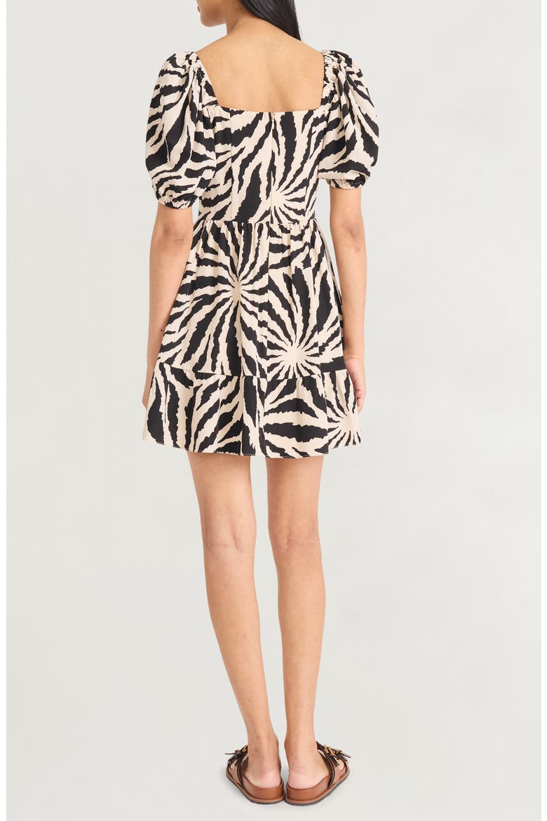 Ruched Puff Sleeve Minidress, Alternate, color, ALABASTER/ BLACK