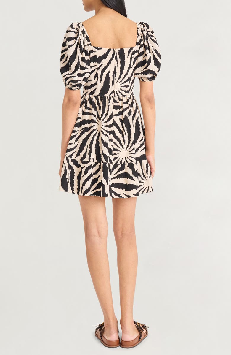 The Good Journey Ruched Puff Sleeve Minidress, Alternate, color, Alabaster/ Black