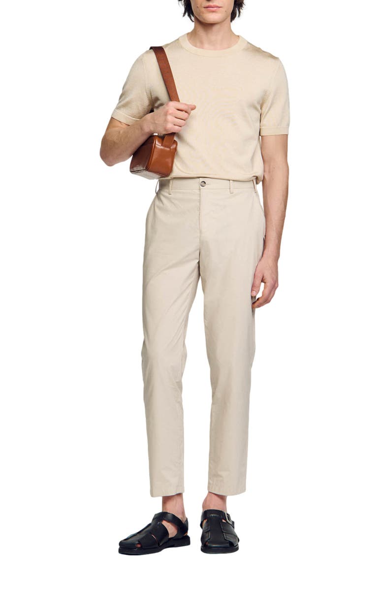SANDRO Cotton tapered trousers, Alternate, color, Light Grey