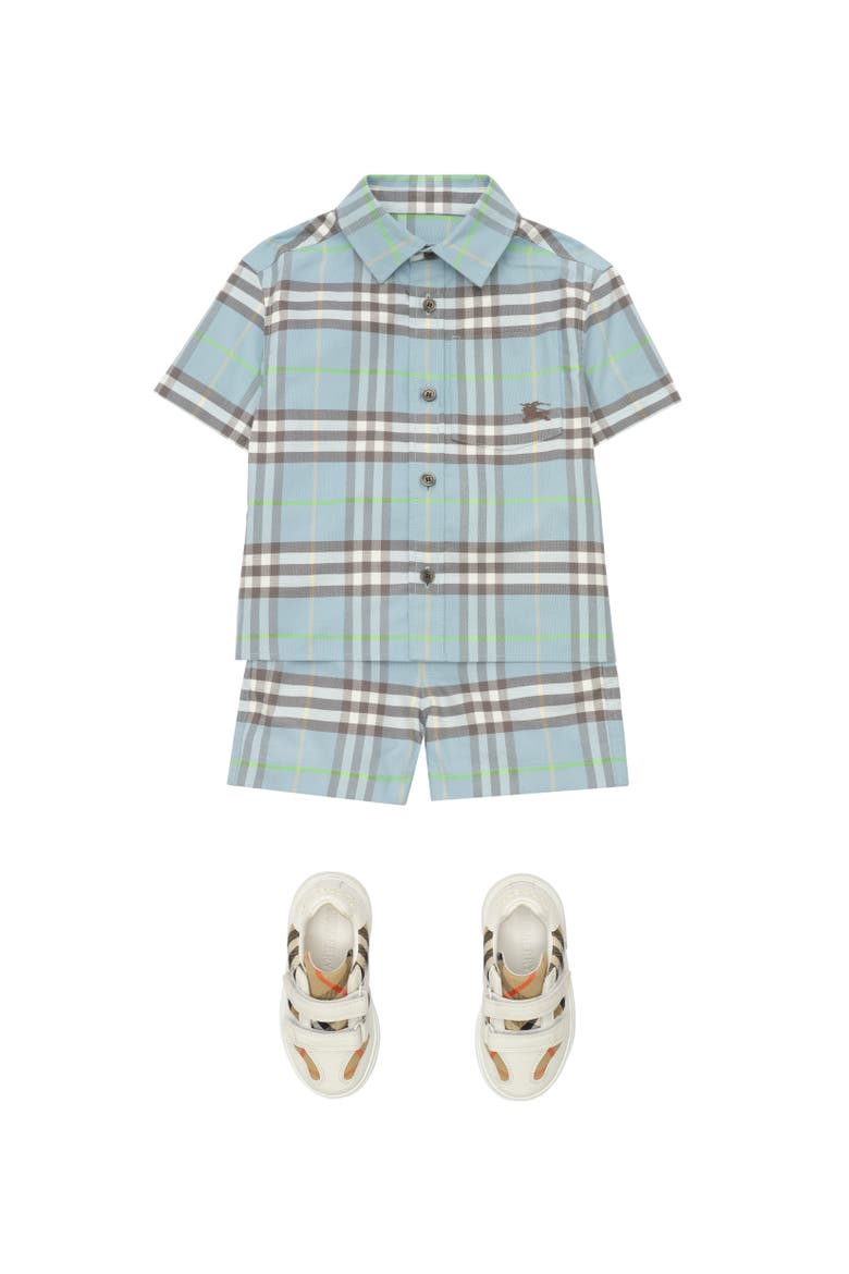 Check Cotton Shorts, Alternate, color, Misty blue
