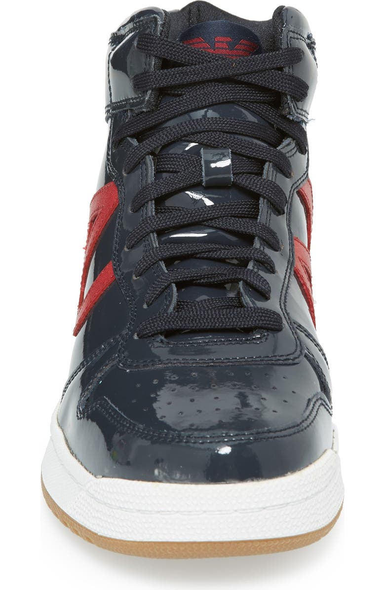 Armani Jeans 'AJ Logo' High Top Leather Sneaker, Alternate, color,