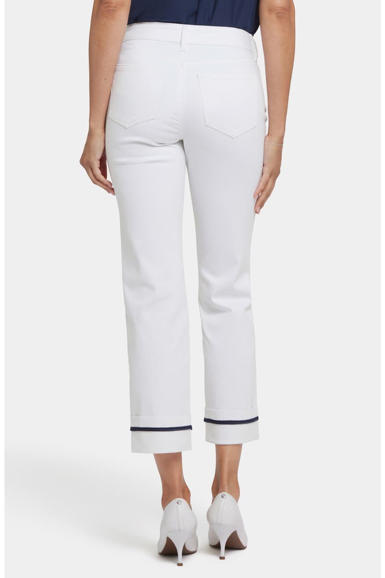 Marilyn High Waist Contrast Detail Wide Cuff Ankle Jeans, Alternate, color, OPTIC WHITE