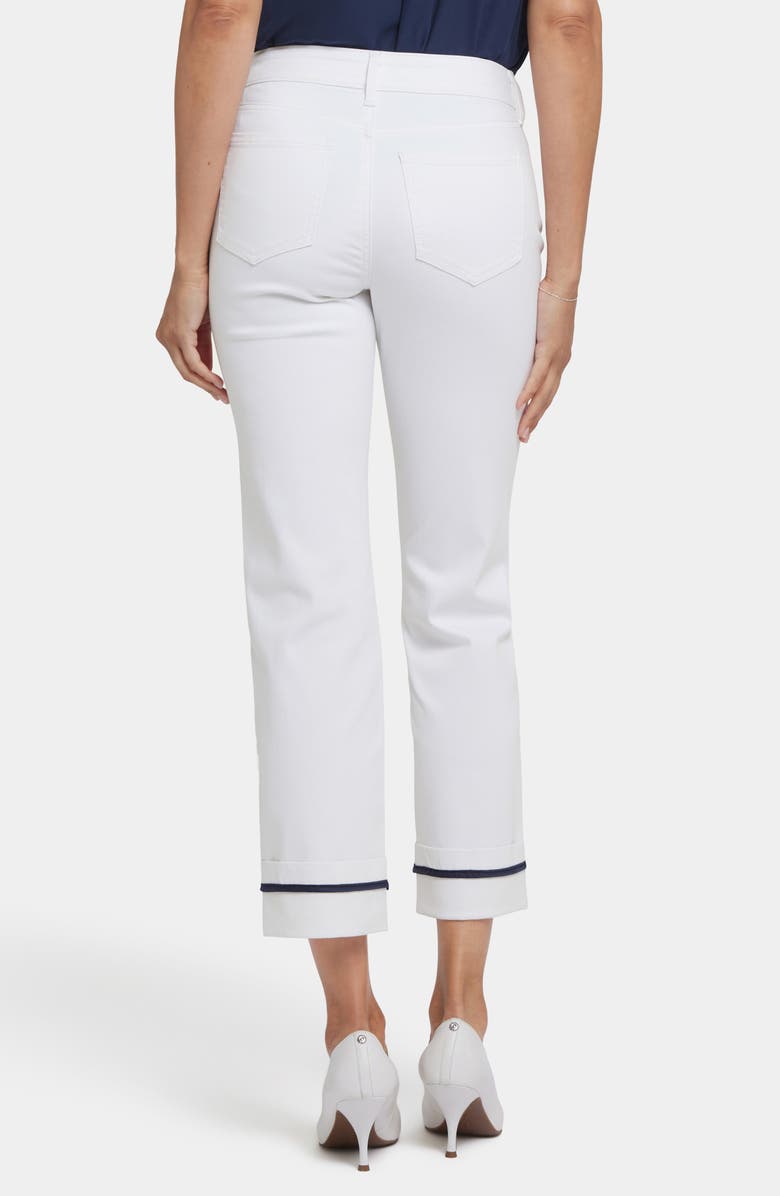 NYDJ Marilyn High Waist Contrast Detail Wide Cuff Ankle Jeans, Alternate, color, Optic White