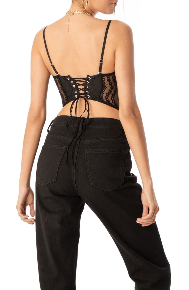 EDIKTED Payton Lace Corset Crop Top, Alternate, color,