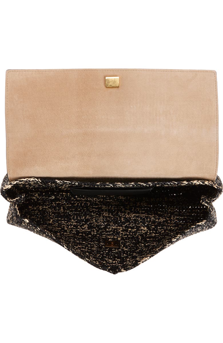 Khaite Audrey Raffia & Leather Clutch, Alternate, color, 294 Black / White