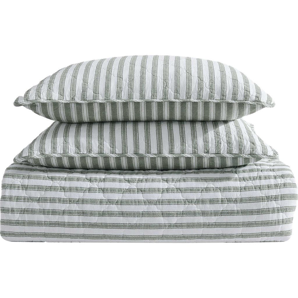 Stone Cottage Willow Way Ticking Stripe Quilt & Sham Set In Green