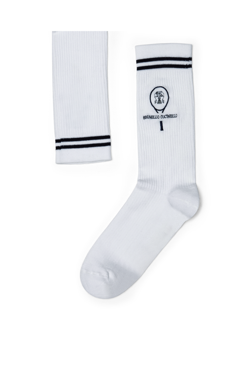 Socks with Tennis logo, Main, color, White