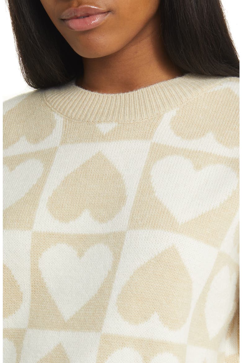 Heart Jacquard Sweater, Alternate, color, CREAM WHITE