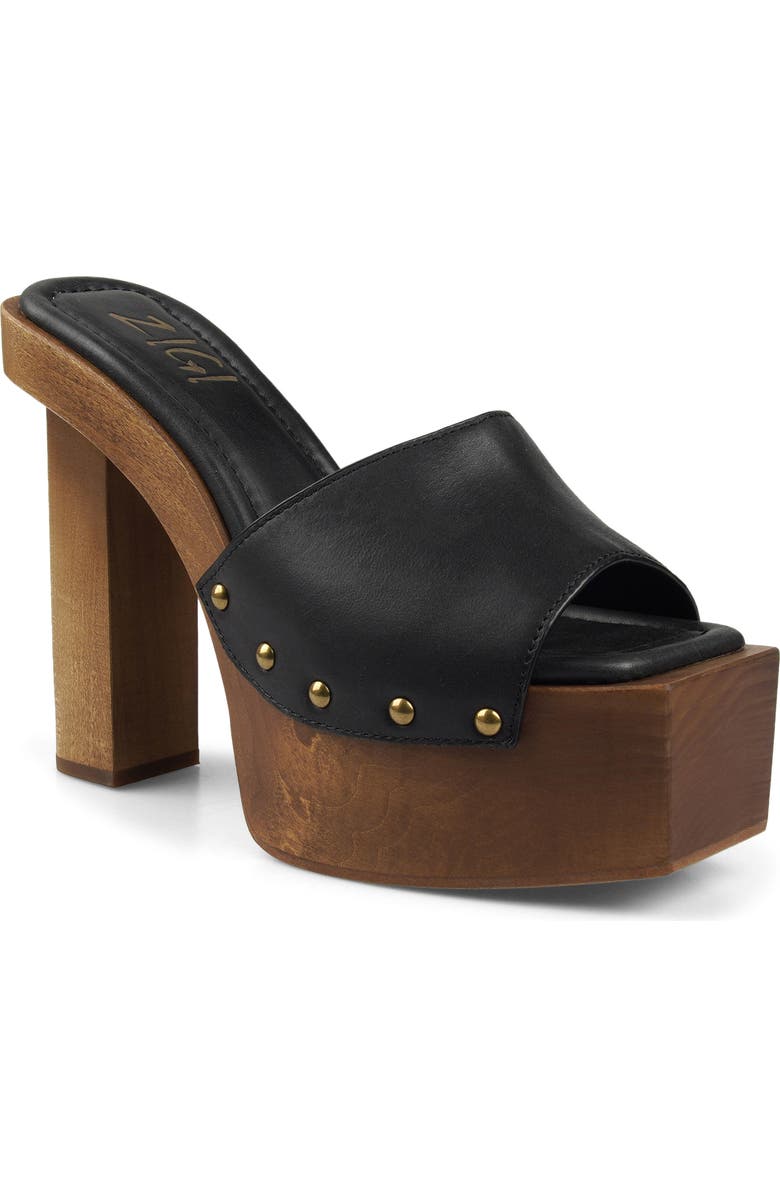 ZIGI Cassidey Leather Platform Slide Sandal, Main, color, Black Leather