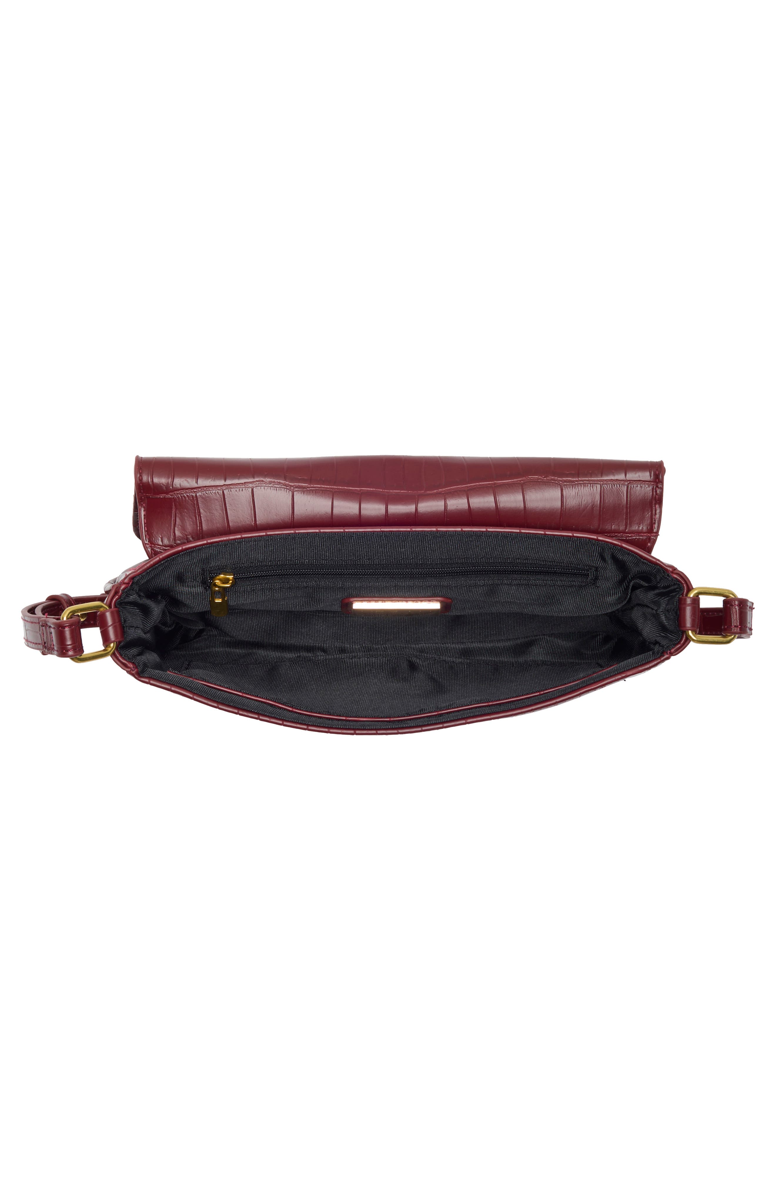 Croc Embossed Faux Leather Shoulder Bag, Alternate, color, BURGUNDY