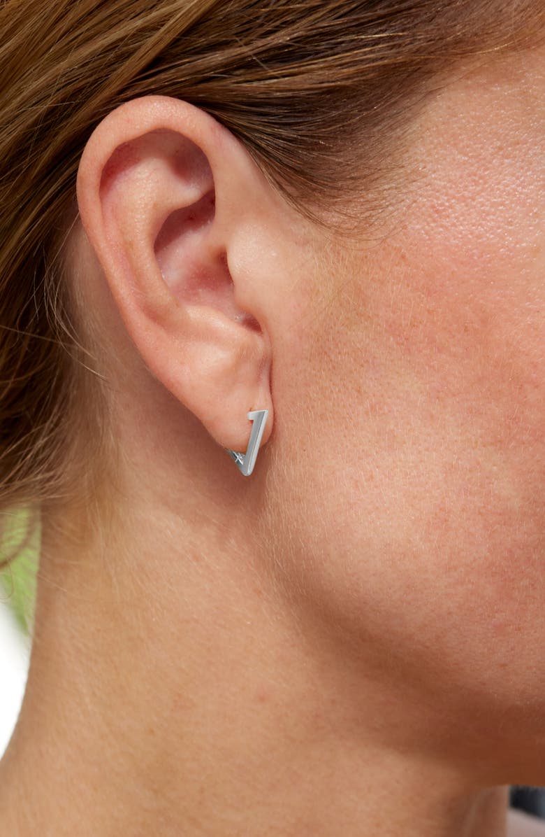 SAVVY CIE JEWELS Triangle Huggie Hoop Earrings, Alternate, color, White