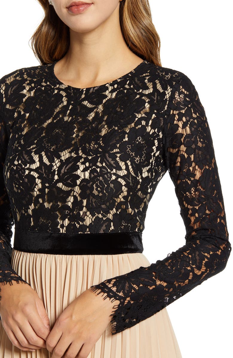 Rachel Parcell Lace Pleat Dress, Alternate, color, 